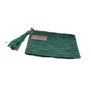 Mar Y Sol Kylie Raffia Clutch Woven-Straw Tassel Summer Handbag In Emerald